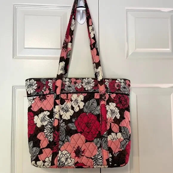 Vera Bradley Mocha Rouge Quilted Medium Tote Purse - Picture 3 of 10